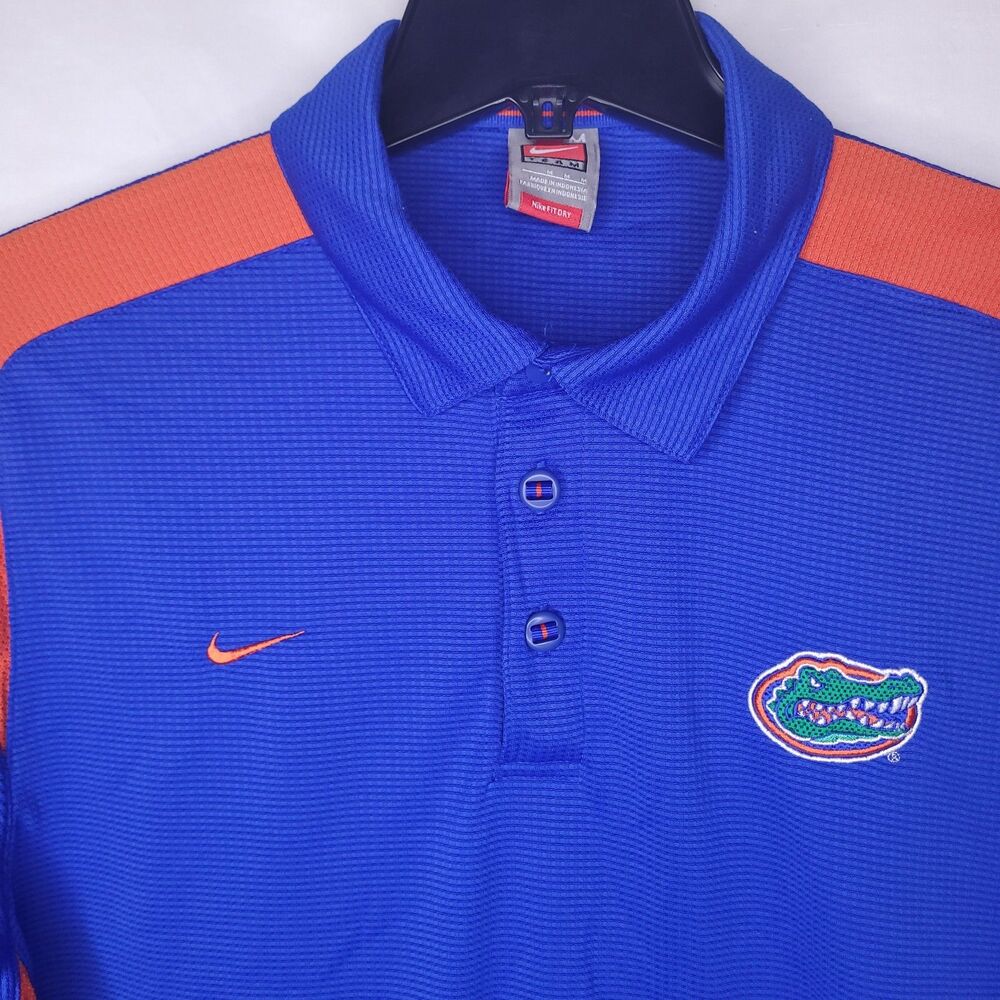 Nike Florida Gators Polo Shirt Mens Medium Blue, Orange Dri Fit